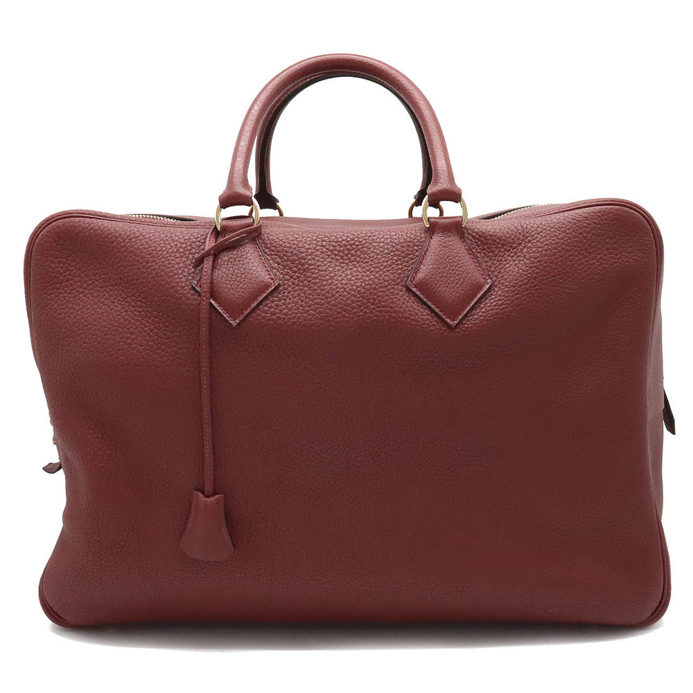 Hermes Plume 45 Boston Bag Leather Bordeaux